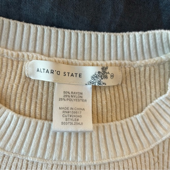 Altar'd State Cream Ribbed Sweater - Picture 3 of 4